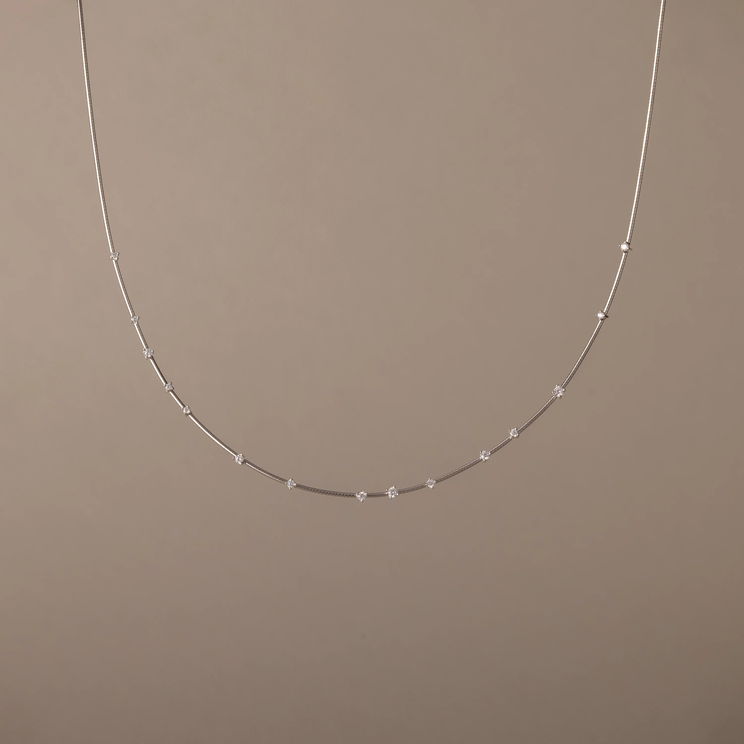 Sprinkle Diamond Necklace Silver 18K Gold Plated