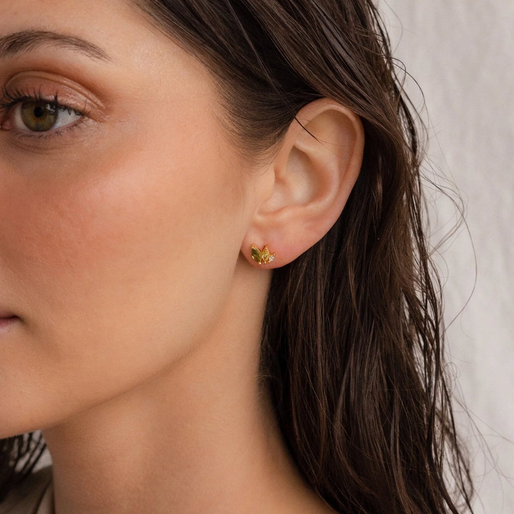 Seagrass Peridot Marquise Studs Silver 18K Gold Plated
