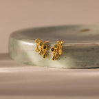 Diamond Raindrop Flat Back Studs Silver 18K Gold Plated