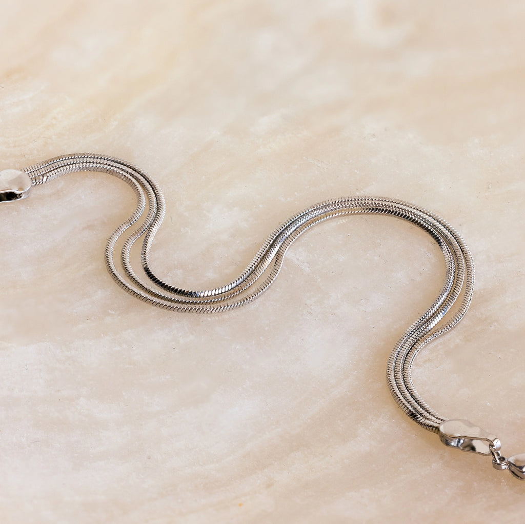 Triple Snake Chain Bracelet Silver 18K Gold Plated