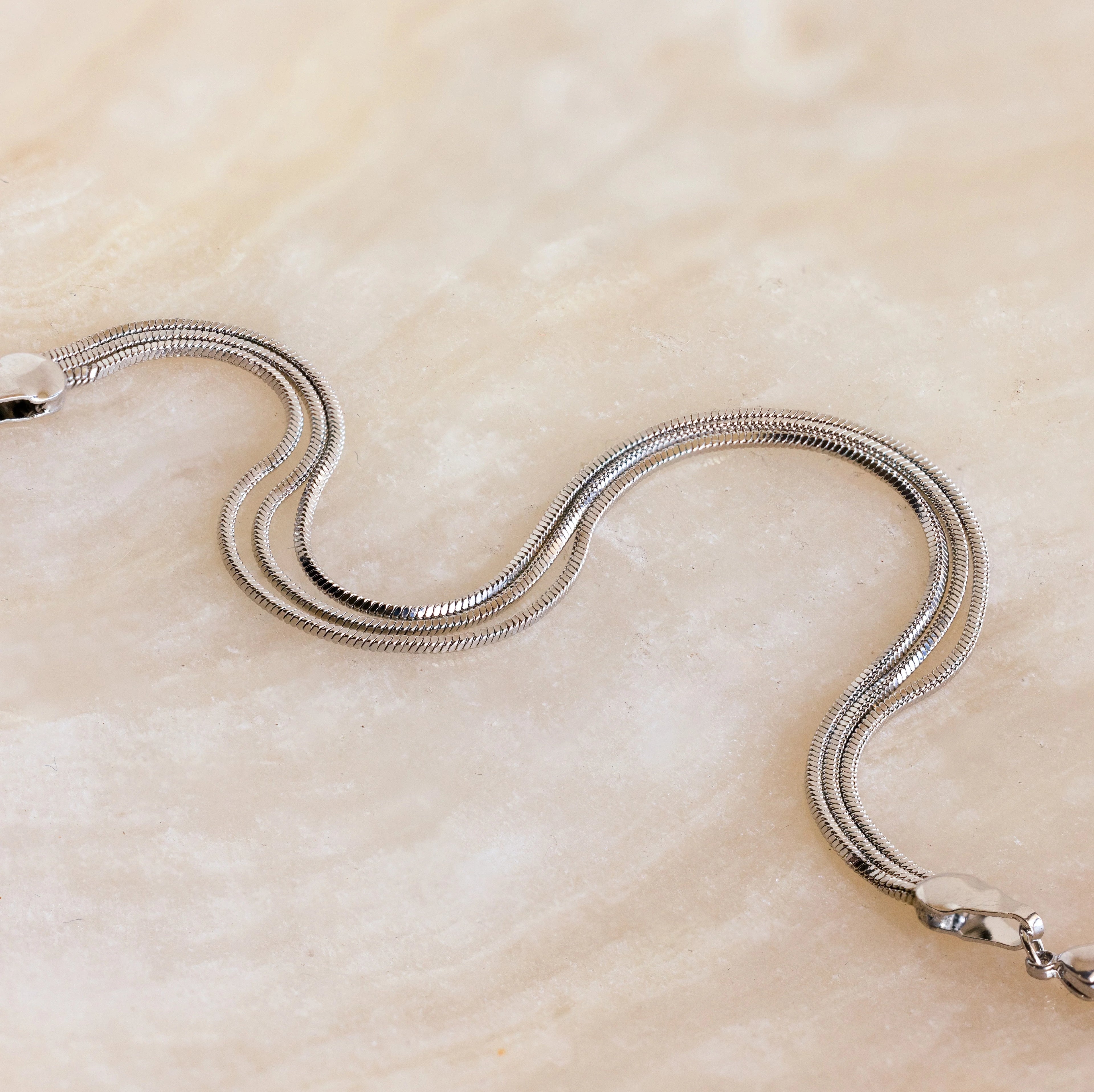 Triple Snake Chain Bracelet Silver 18K Gold Plated