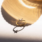 Diamond Butterfly Ring Silver 18K Gold Plated