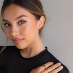 Onyx Beaded Huggies Silver 18K Gold Plated