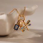 Marquise Dragonfly Charm Silver 18K Gold Plated