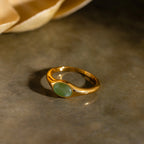 Oval Cut Jade Signet Ring Silver 18K Gold Plated