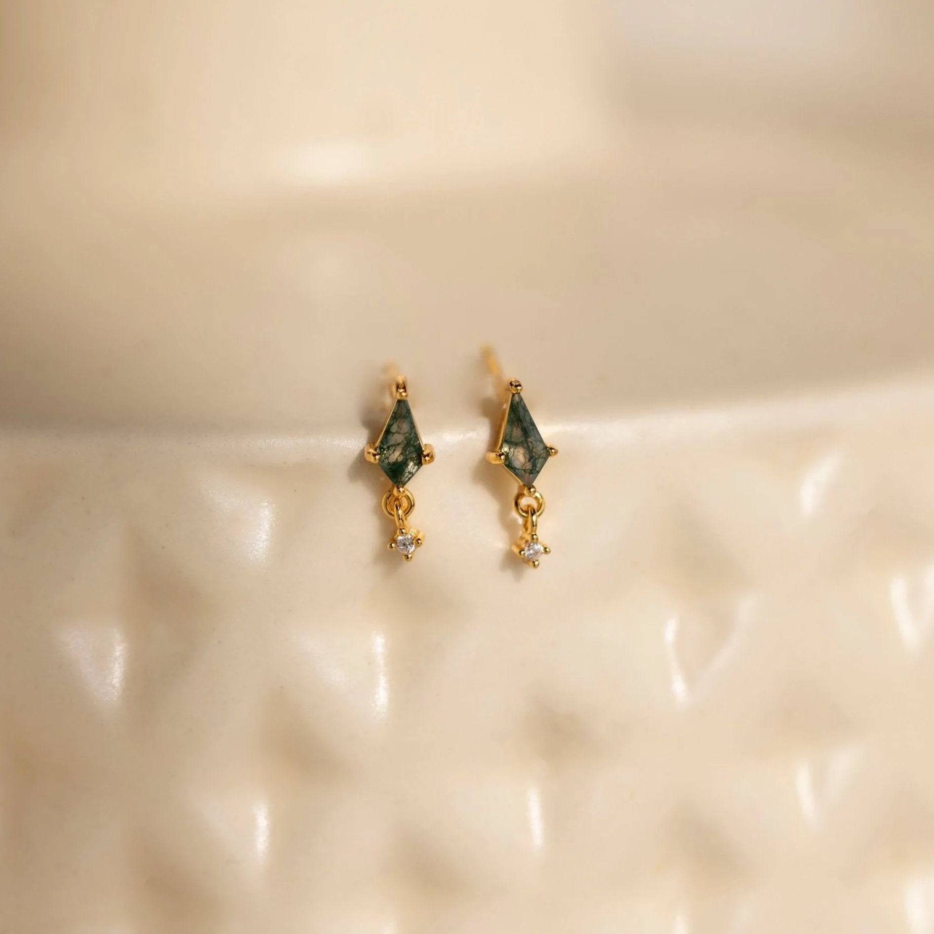Agate Kite Drop Earrings Silver 18K Gold Plated