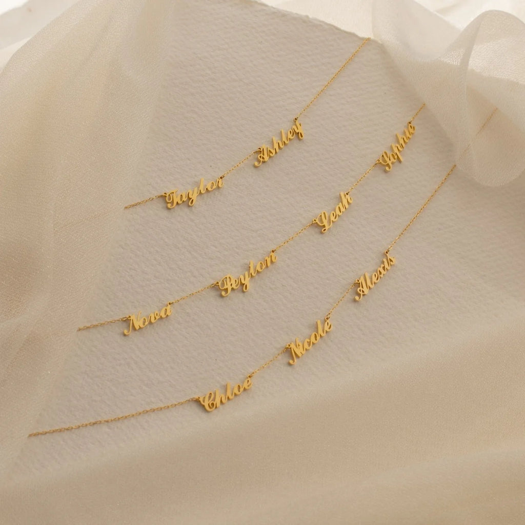 Carrie Multiple Name Necklace Silver 18K Gold Plated