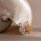 Diamonds Seashell Charm Silver 18K Gold Plated