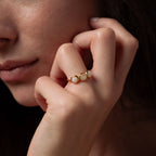 Moonstone Cluster Ring Silver 18K Gold Plated