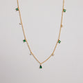Larissa Emerald Station Necklace Silver 18K Gold Plated