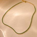 Emerald Tennis Choker Necklace Silver 18K Gold Plated