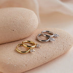 Pear Diamond Drop Hoops Silver 18K Gold Plated