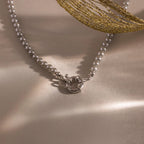 Grey Pearl Charm Necklace Silver 18K Gold Plated