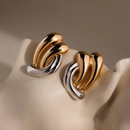 Mixed Metal Raindrop Studs Silver 18K Gold Plated