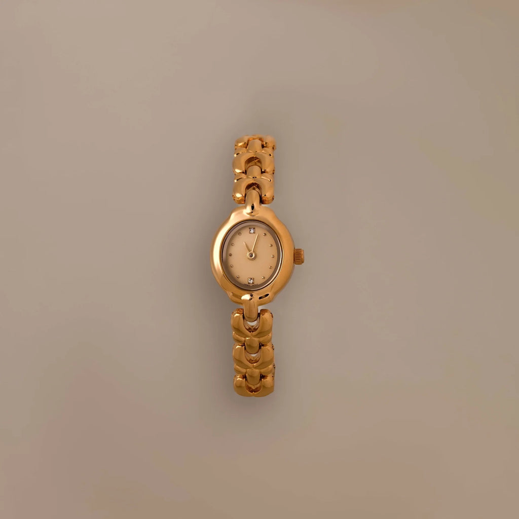 Petite Oval Link Timepiece Silver 18K Gold Plated