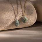 Diamonds Celestial Aventurine Pendant Necklace Silver 18K Gold Plated