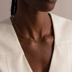 Dainty Herringbone Necklace Silver 18K Gold Plated