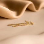 Diamond Tennis Dangle Earrings Silver 18K Gold Plated