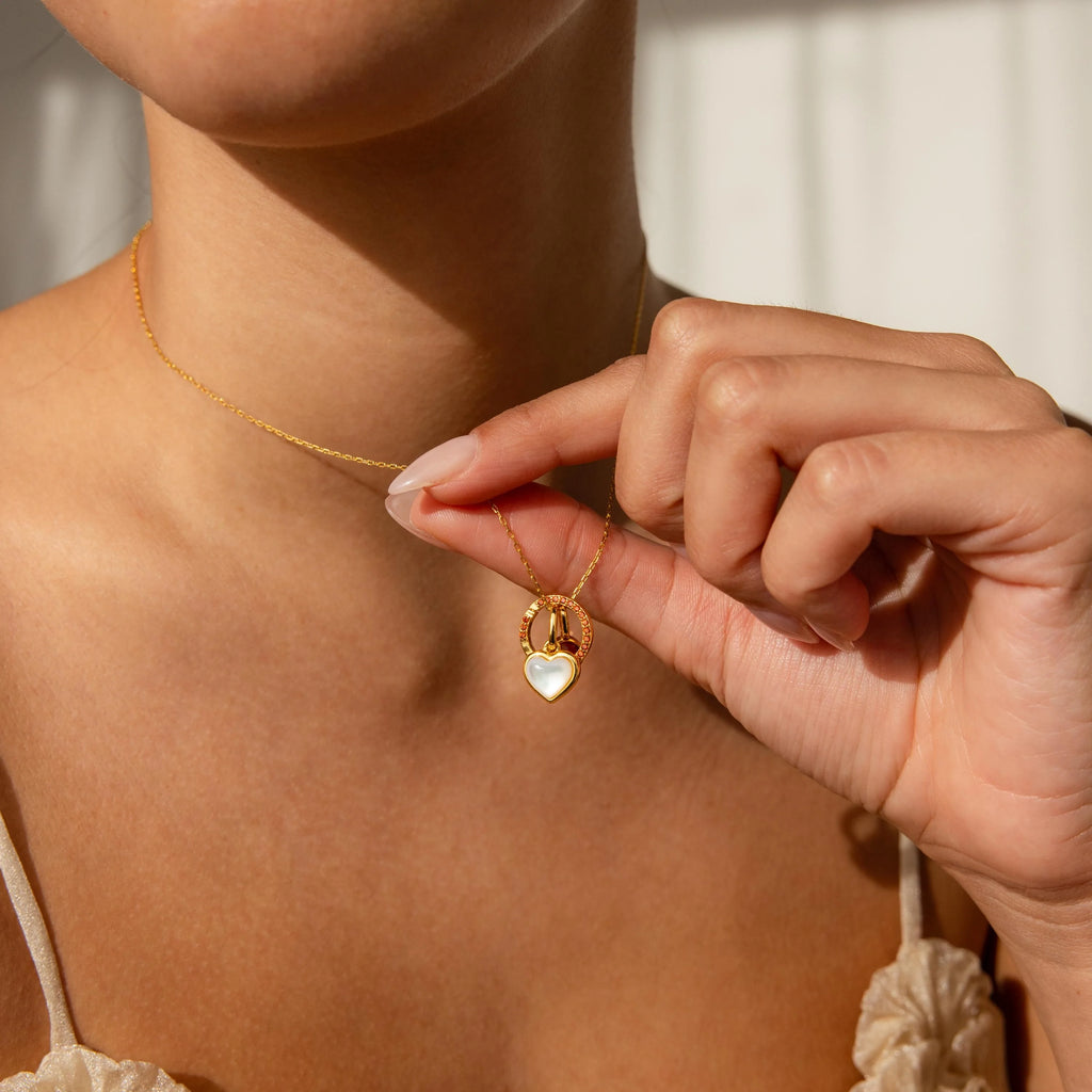 Pave Garnet Charm Silver 18K Gold Plated