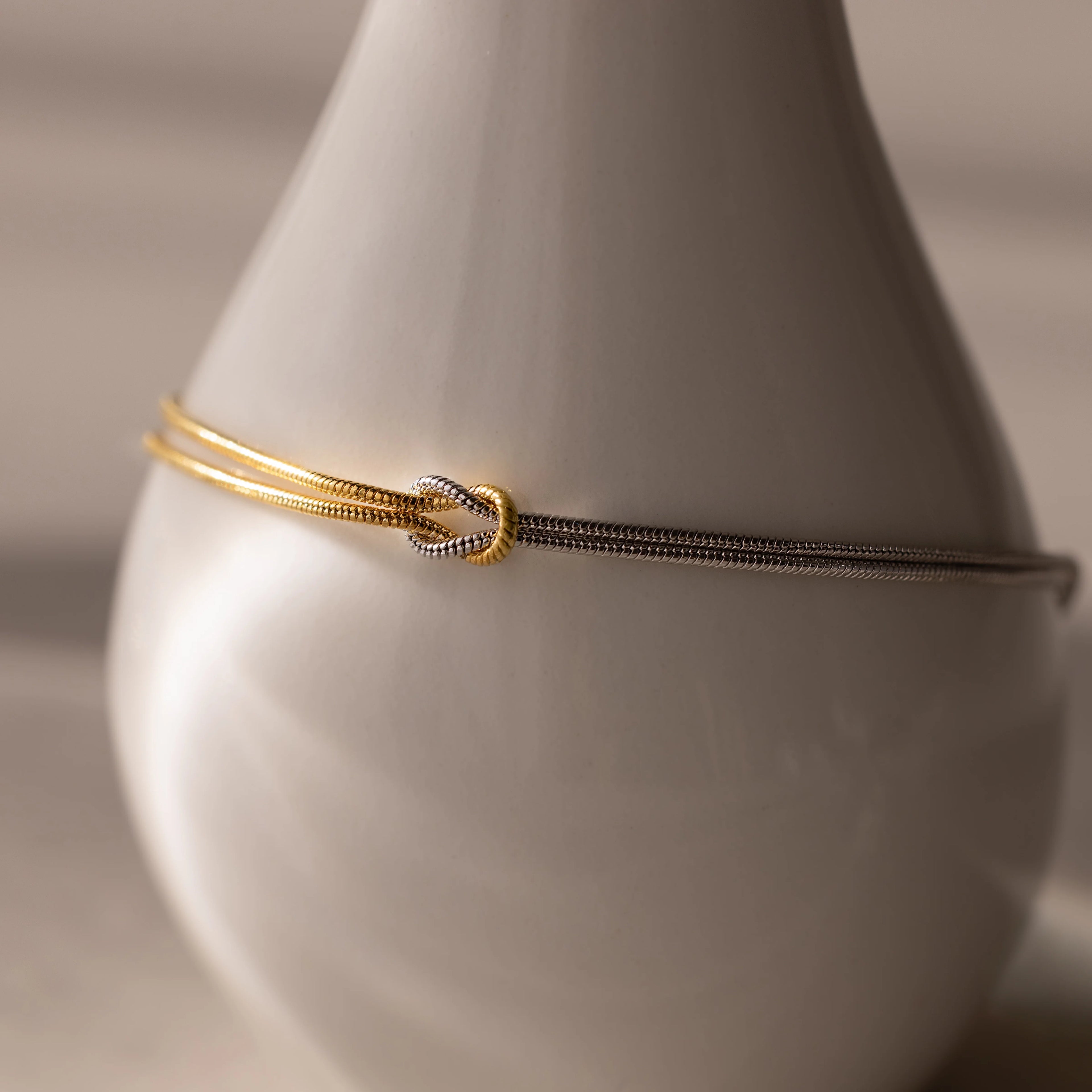 Mixed Metal Knot Bracelet in Silver 18K Gold Plated