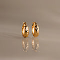 Bold Hammered Huggies Silver 18K Gold Plated