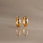 Bold Hammered Huggies Silver 18K Gold Plated