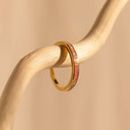 Opal Inlay Rings Set Silver 18K Gold Plated