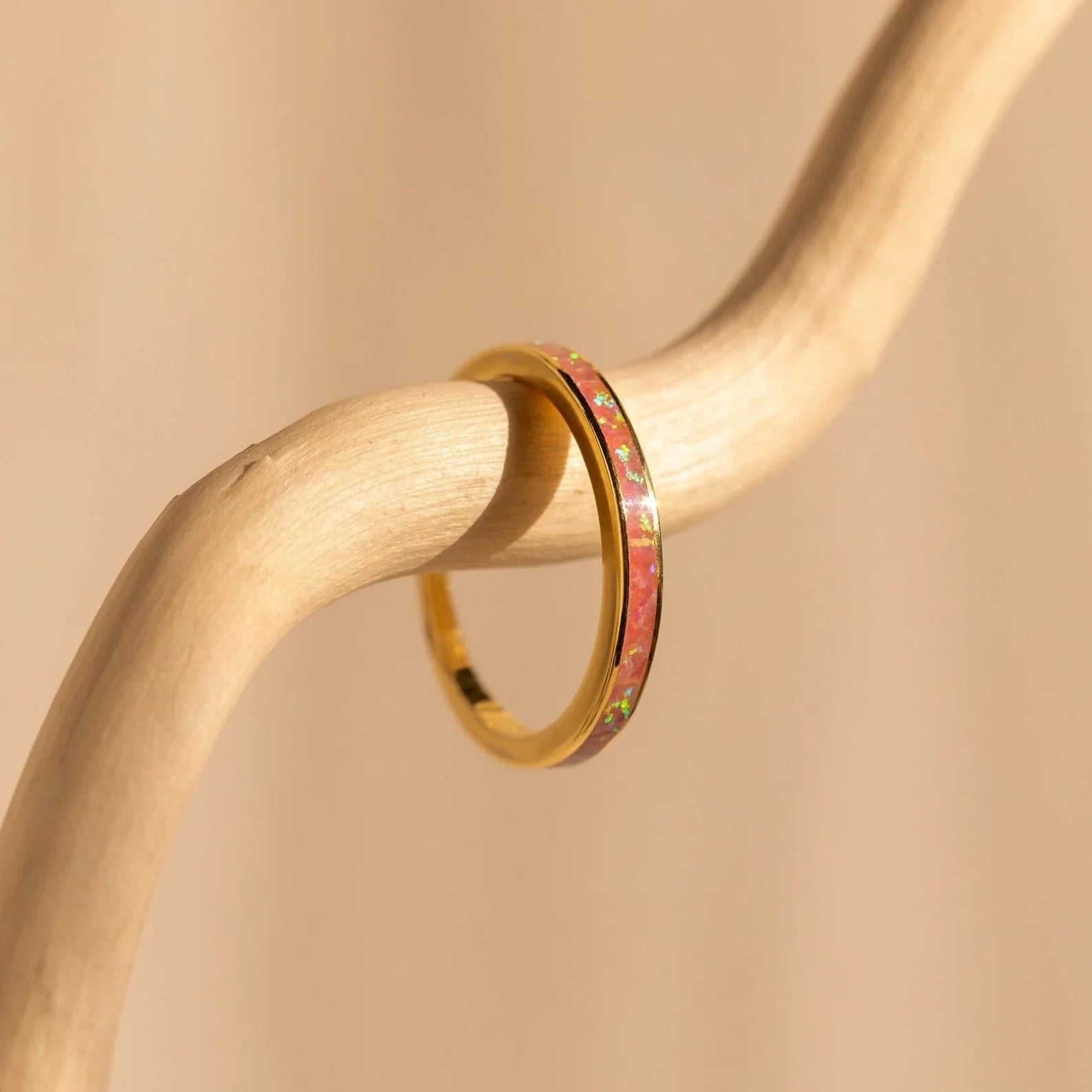 Opal Inlay Rings Set Silver 18K Gold Plated