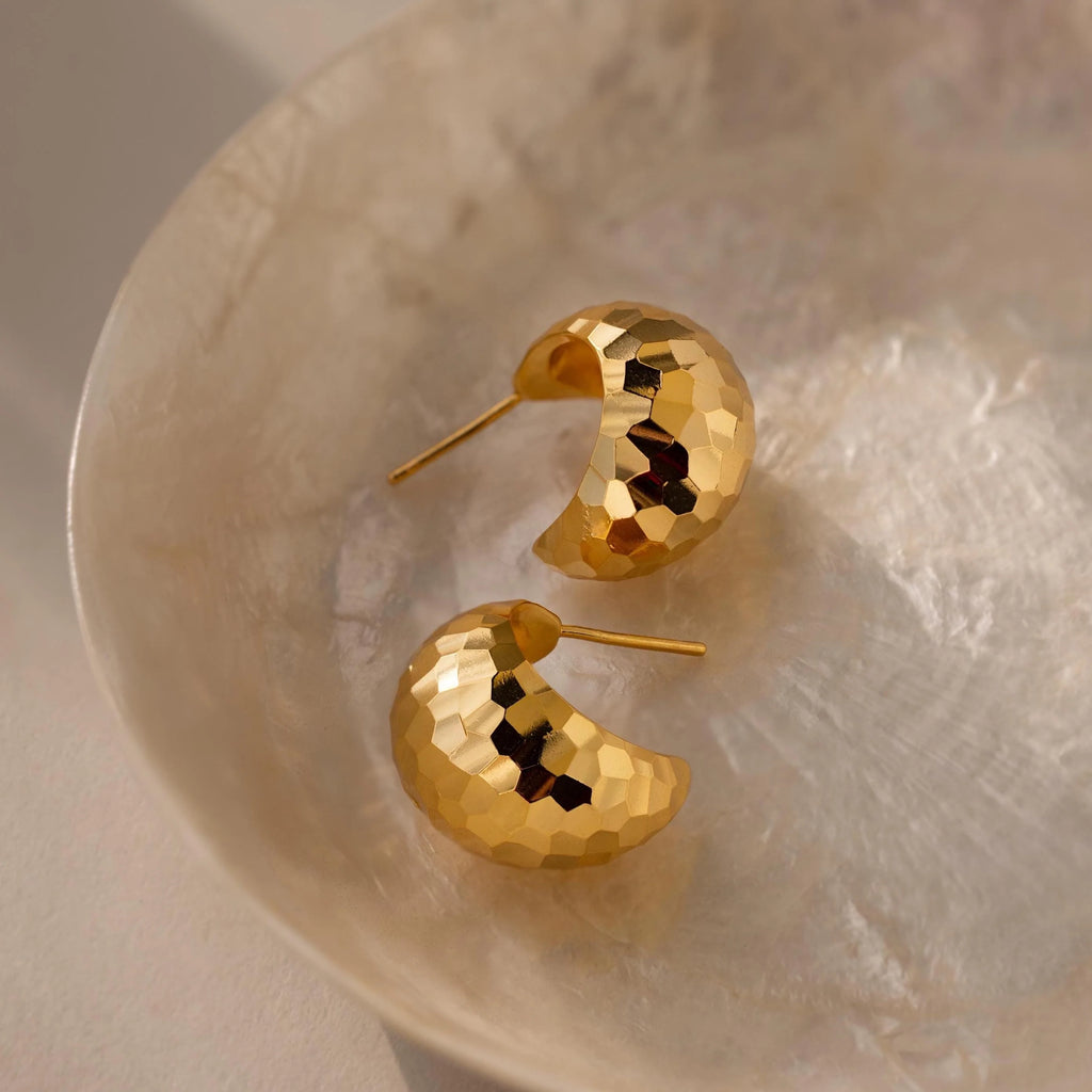 Bold Disco Earrings Silver 18K Gold Plated