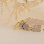 Morse Code Birthstone Ring Silver 18K Gold Plated