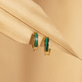 Malachite Inlay Huggies Silver 18K Gold Plated