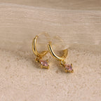 Emerald Drop Huggies Silver 18K Gold Plated