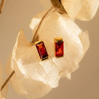 Baguette Birthstone Studs Silver 18K Gold Plated