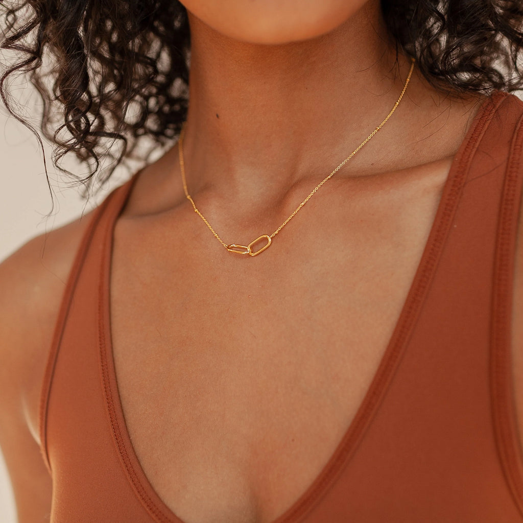 Linked Pendant Necklace Silver 18K Gold Plated