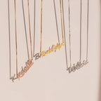 Casella Name Necklace in Box Chain  Silver 18K Gold Plated