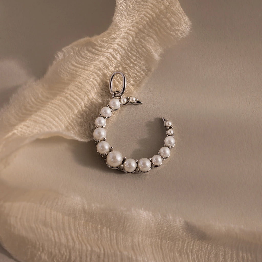 Pearl Moon Charm Silver 18K Gold Plated