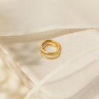 Duo Curve Ring Band Silver 18K Gold Plated