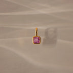 Square Bezel Birthstone Charm Silver 18K Gold Plated