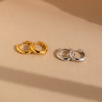 Mini Hammered Hoops Set Silver 18K Gold Plated