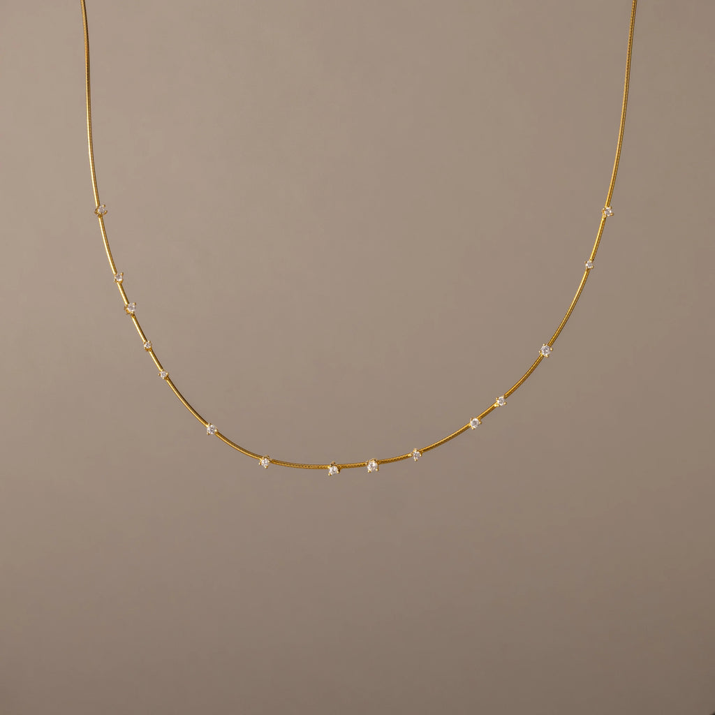 Sprinkle Diamond Necklace  Silver 18K Gold Plated