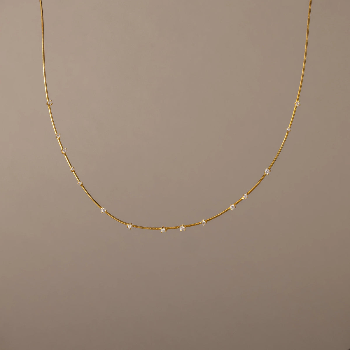 Sprinkle Diamond Necklace  Silver 18K Gold Plated