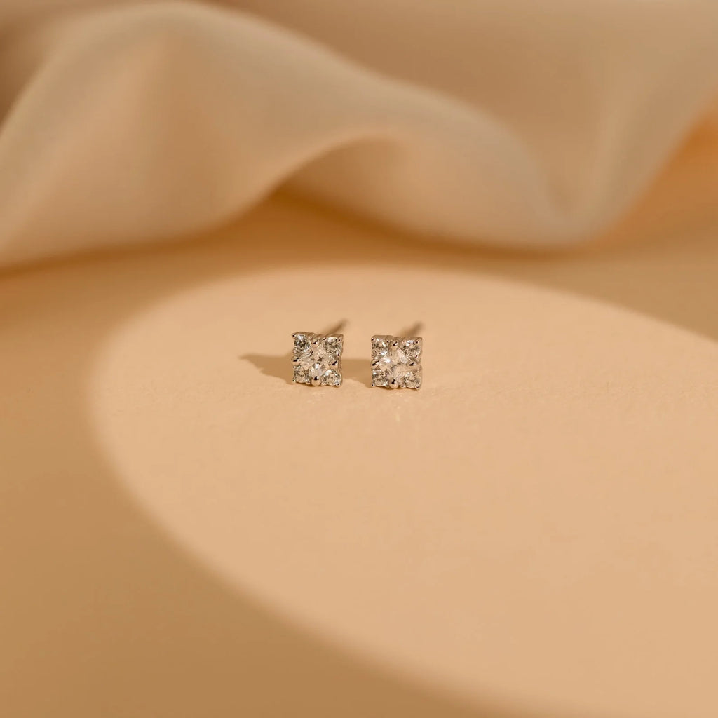 Daydreamer Diamond Studs Silver 18K Gold Plated