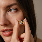 Toi et Moi Pear-Baguette Cut Dome Ring Silver 18K Gold Plated