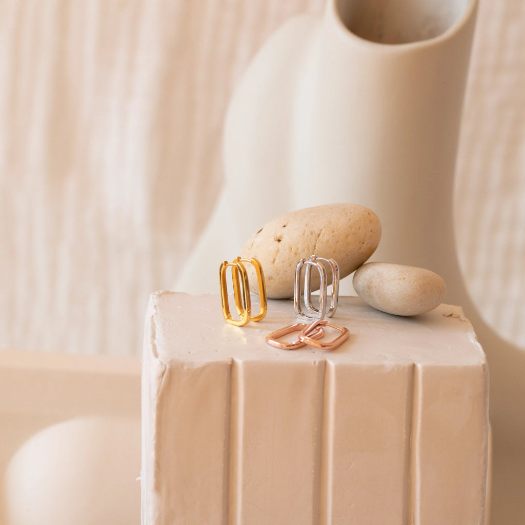 Nina Link Earrings Silver 18K Gold Plated