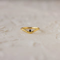 Sapphire Curved Band Ring Silver 18K Gold Plated