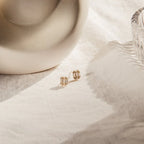 Diamond Stud Earrings Silver 18K Gold Plated