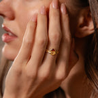Sculpted Toi et Moi Ring Set Silver 18K Gold Plated