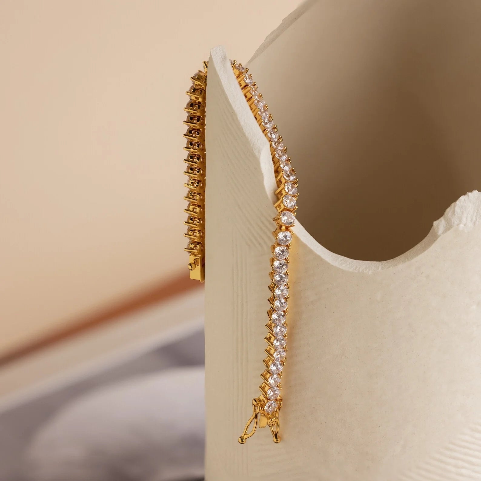 Diamonds Tennis Bracelet Silver 18K Gold Plated