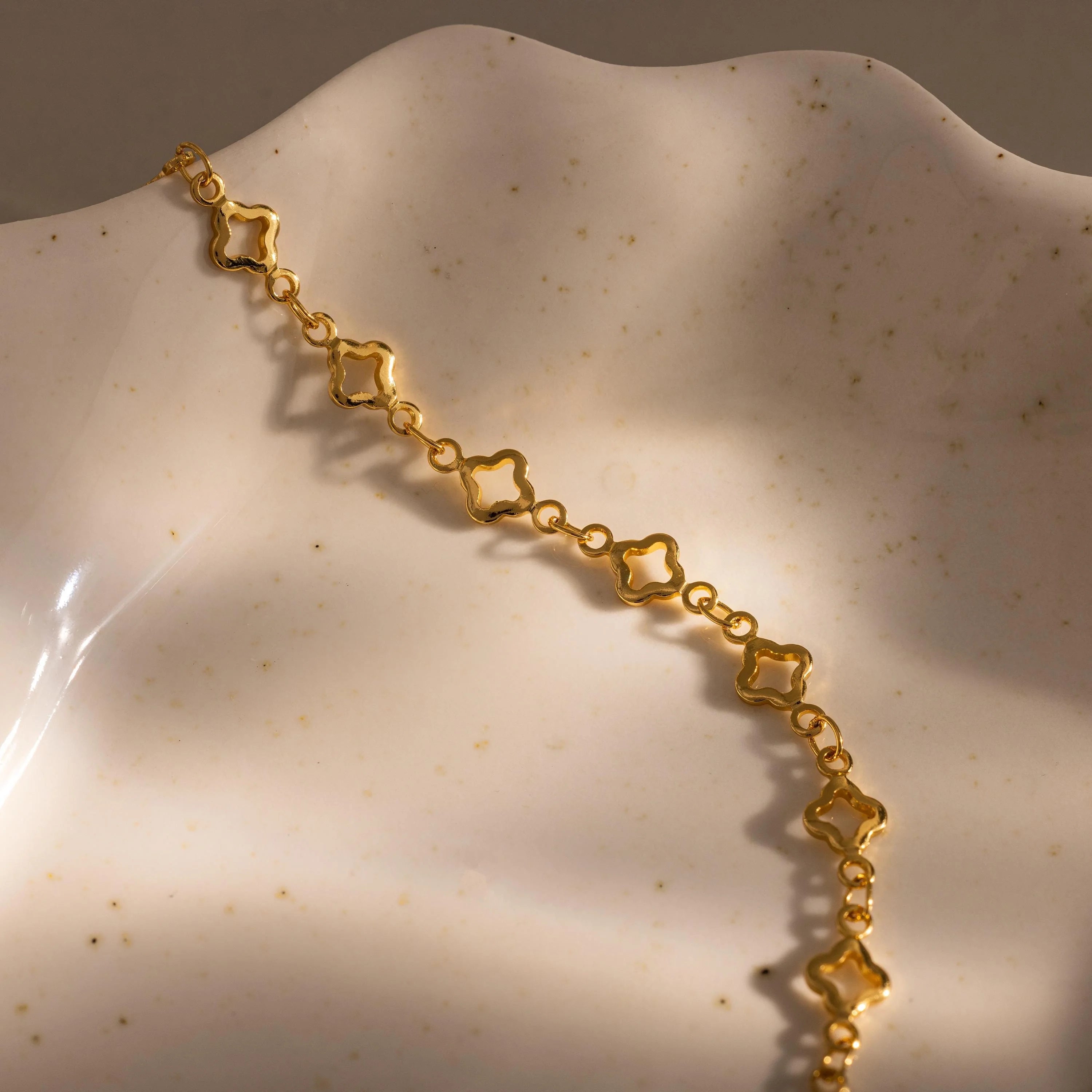 Clover Station Bracelet Silver 18K Gold Plated