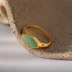 Marquise Jade Signet Ring Silver 18K Gold Plated